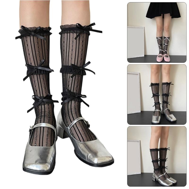 Sweet Lolita Calf Length Socks Soft Nylon Fabric Socks Breathable Socks Comfort Socks Perfect for Daily Wear and Cosplay