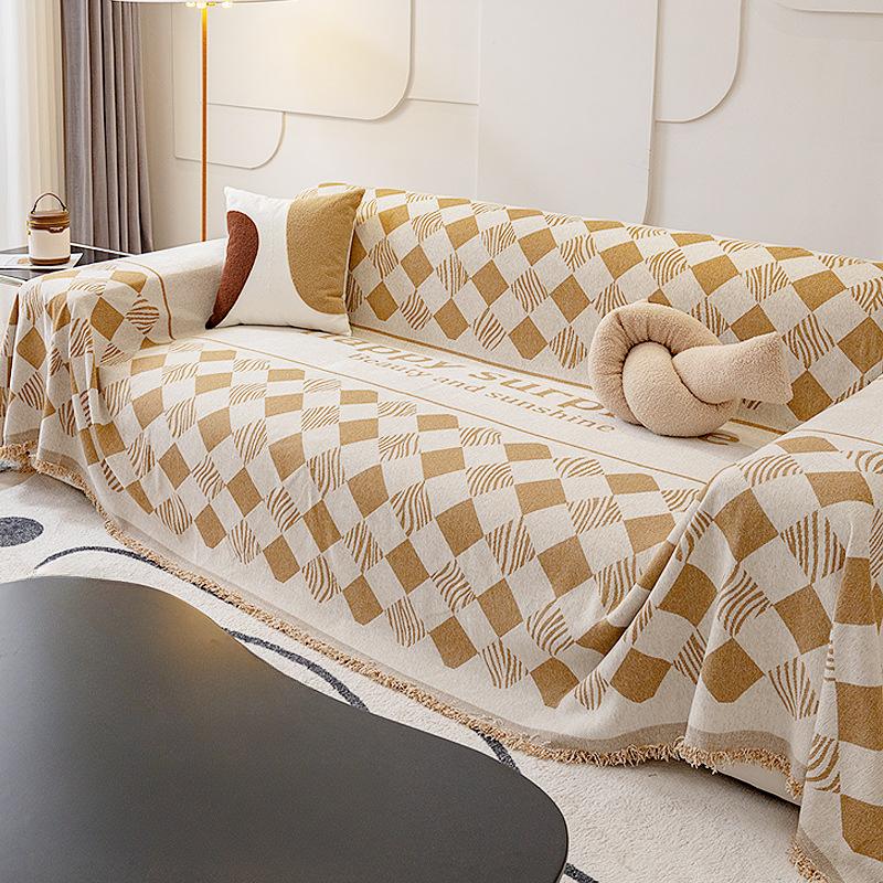 Ręcznik Pokrowiec z Chenille Antyzarysowaniami Pełny Pokrowiec Poduszka na Sofę Styl Skandynawski Uniwersalny Koc na Sofę Prosty Nowoczesny