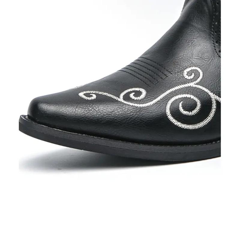 Hand Embroidered Western Cowboy Boots Men's Boots Western Cowboy Boots  Embroidered Sleeve Boots Retro Square Boots