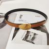 Oval Leather Cowhide Belt For Women, Simple Decorative Trendy Jeans Belt For Women