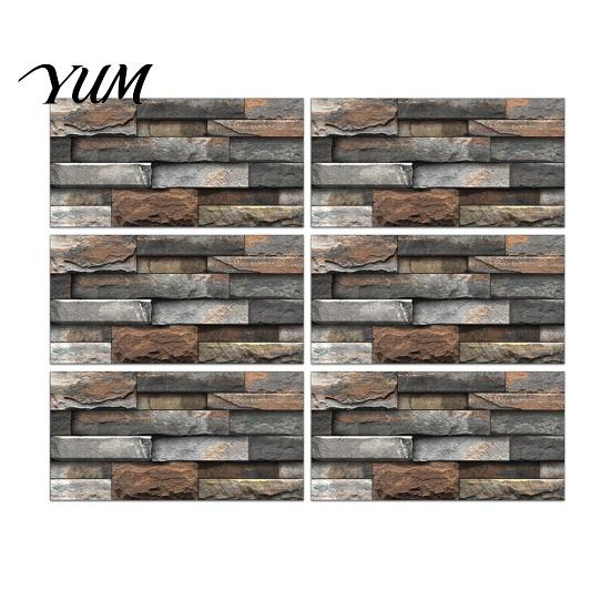 Home Interior Wall Makeover 6Pcs Vintage Faux Stone Self?Adhesive Tiles, Waterproof Oil?Proof Backsplash Kitchen Tiles Sticker, Peel & Stick