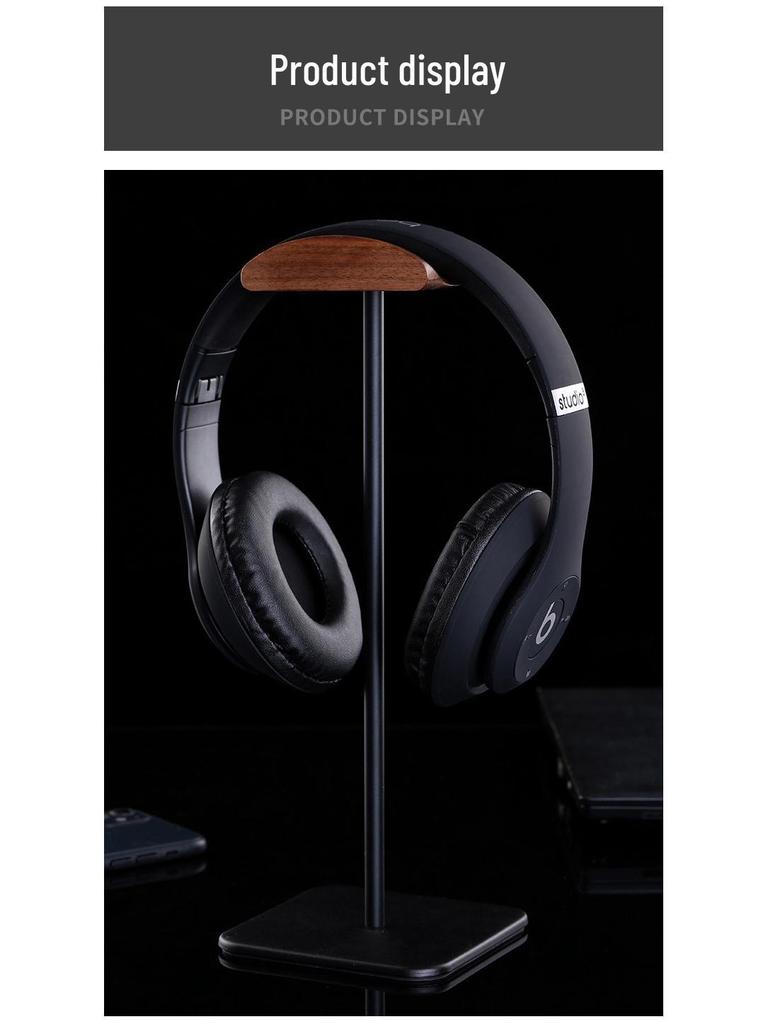 Walnut Wood & Aluminum Alloy Over-Ear Headphone Stand