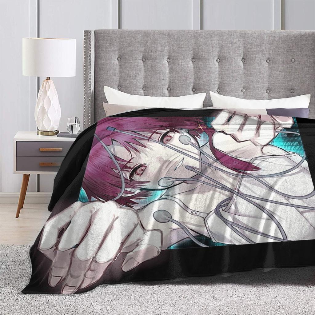 Super Soft BlanketKids Adult Camping Serial Experiments Lain Throw Blanket Flannel Bedspread For Couch Chair Sofa Bed Cover