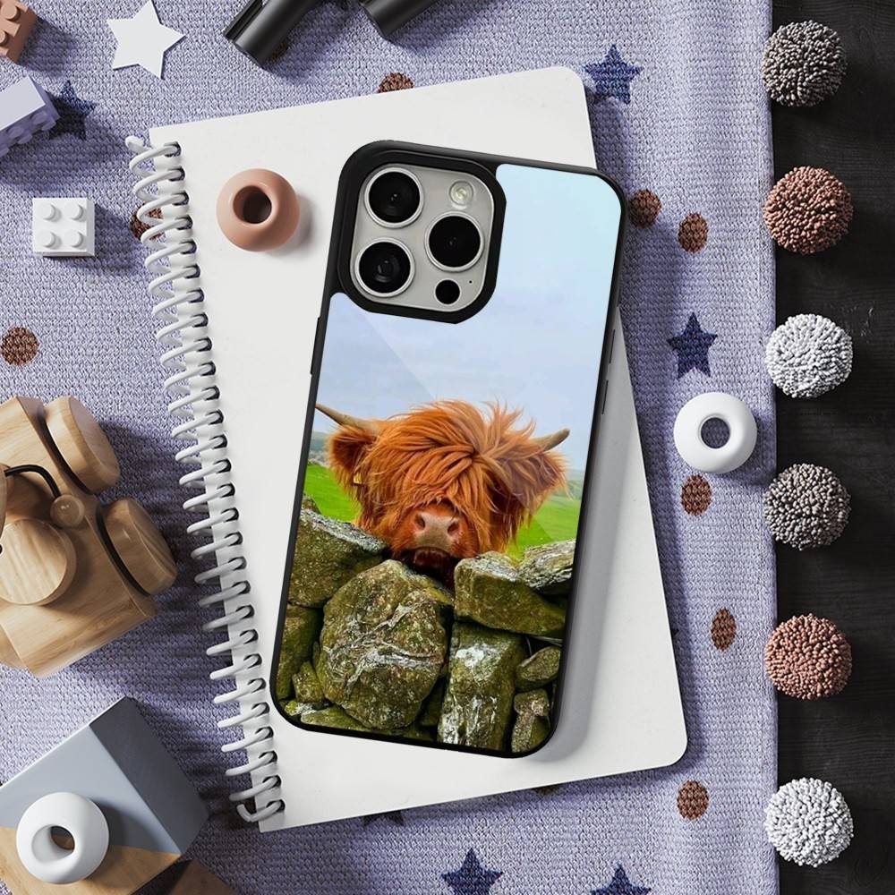 Cute Art Highland Cow For iPhone 15,Mini,13,Max,11,16,17,14,Plus,12,Pro,For Magsafe,Magnetic Wireless Charging Case