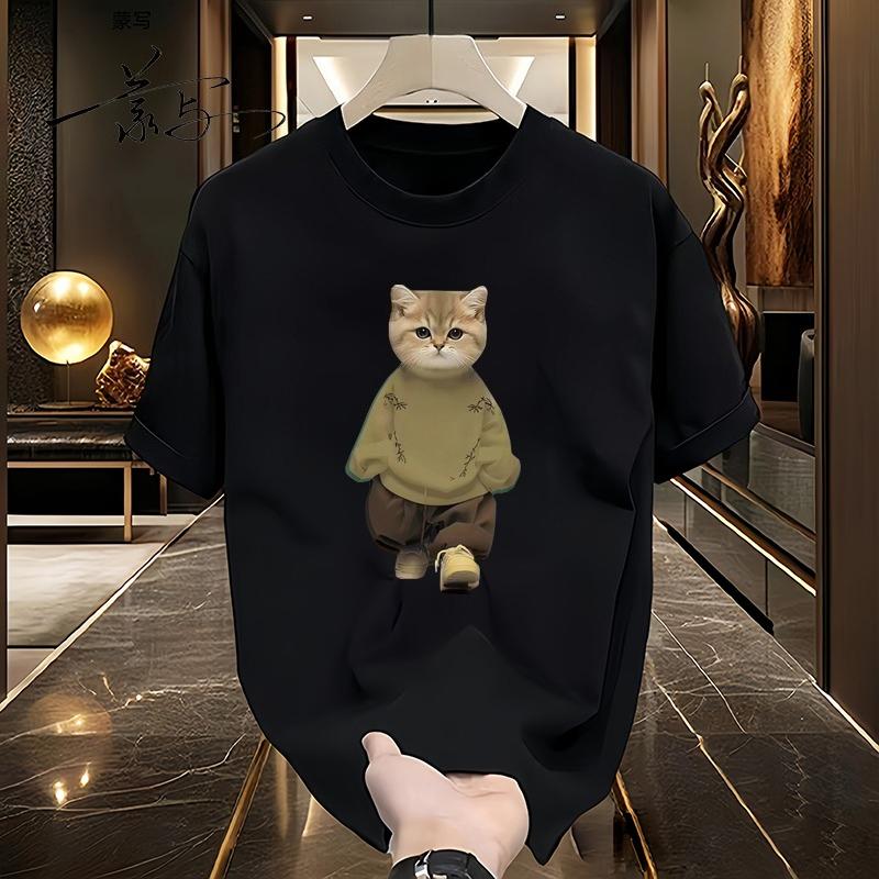 

Хлопковая американская футболка с коротким рукавом, мужская и женская, летняя, свободного кроя, с круглым вырезом, нишевая, универсальный топ XL