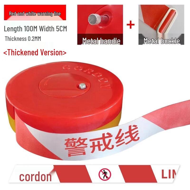 Red White Reflective Retractable Warning Tape