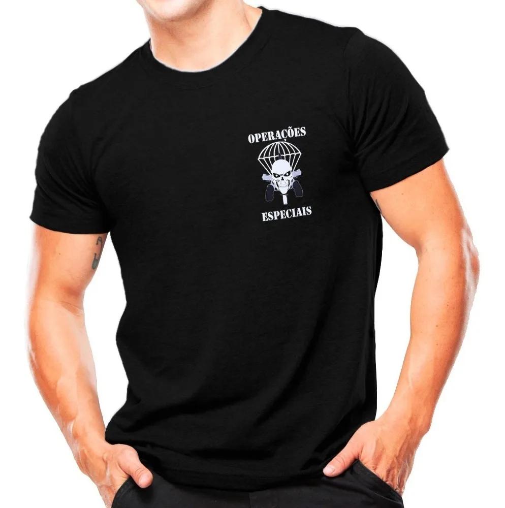 Camisetas Operações Especiais Brasileiro Forças Especiais T-Shirt Short Sleeve Casual 100% Cotton Shirt