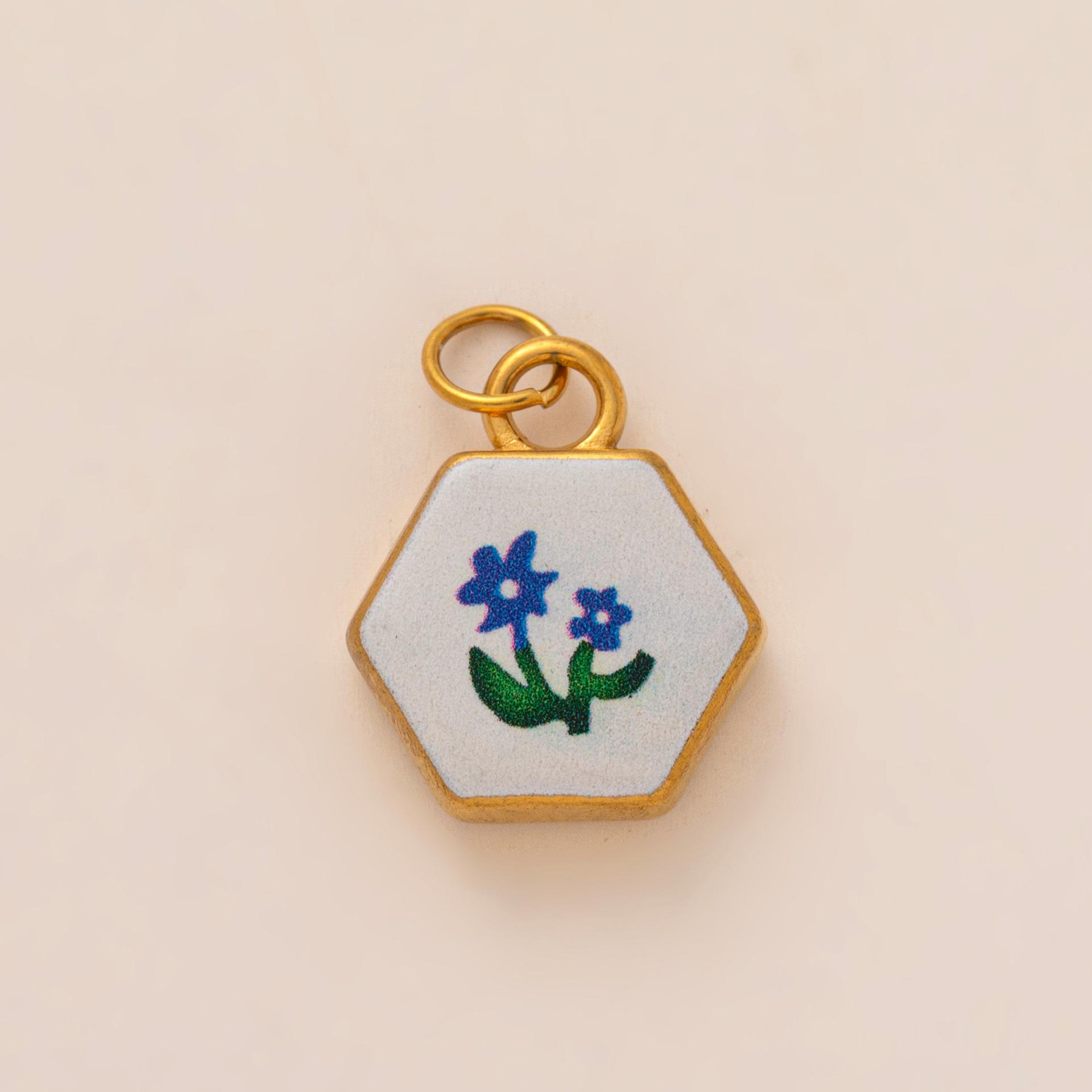 Oval Painted Oil Drop Pendant Cute Flower House Printing Charm For Jewelry Making Necklace Earring Hanging Accessories