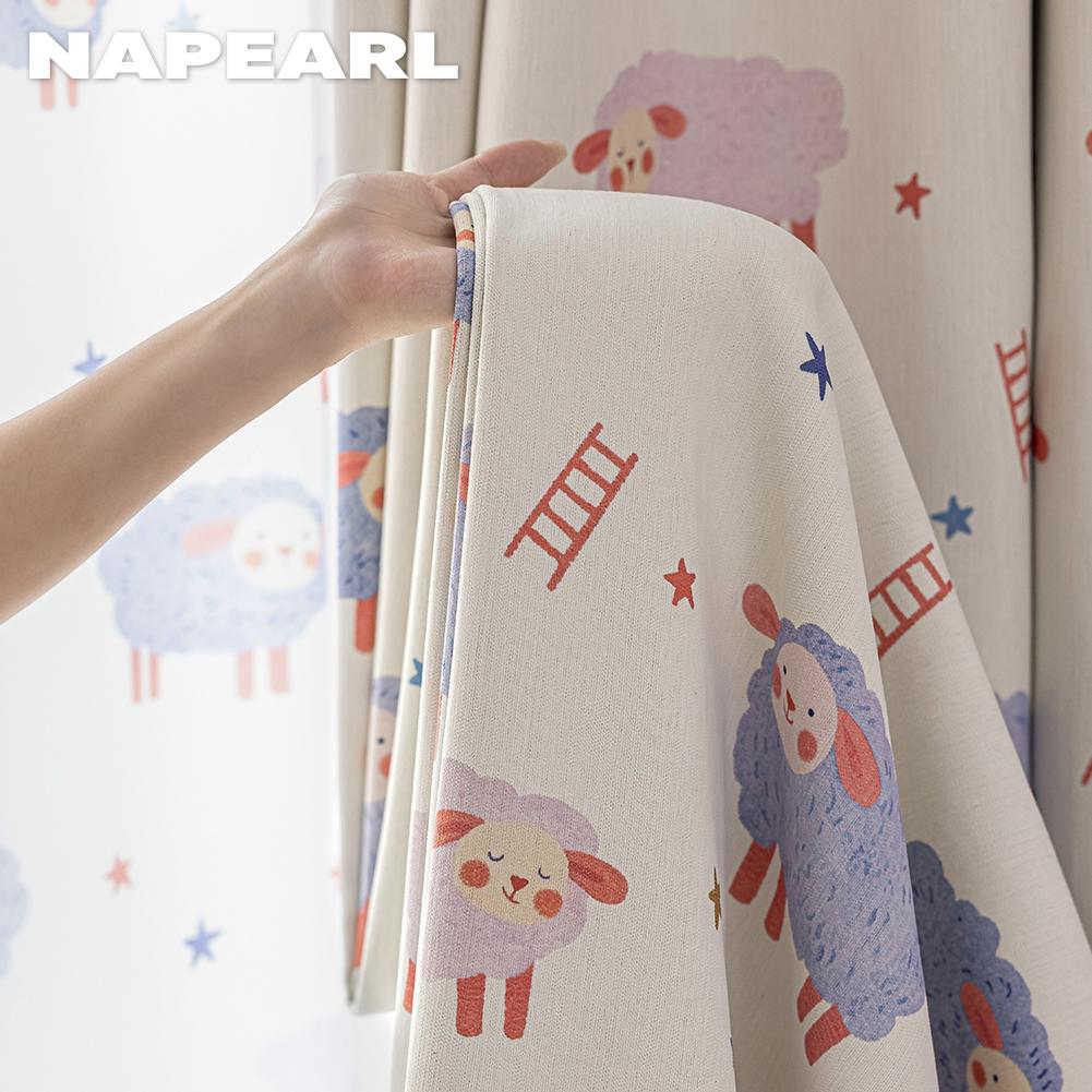 1PC NAPEARL 90% Blackout Curtains Cute Lamb Print Children's Curtains Thick Curtains for Bedroom Living Room Window for Home Decor
