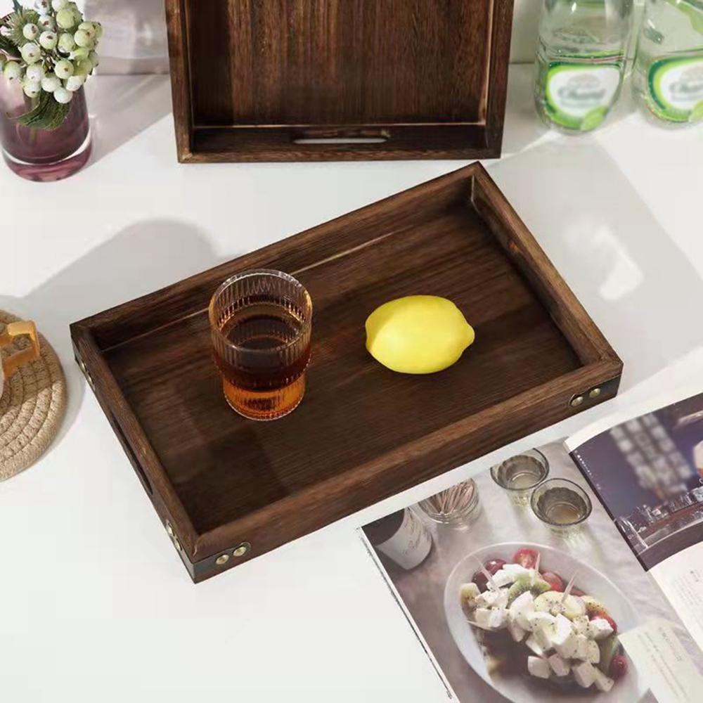 Rectangle Wooden Storage Trays Coffee Tea Tray Serving Table Plate Hotel Dessert Dinner Tea Food Tableware Serving Tray