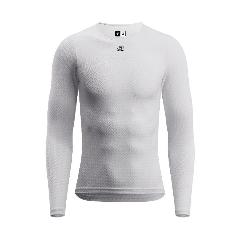 NUCKILY Men s Long Sleeve Cycling Shirt - Quick-Drying, Breathable, Sweat-Wicking, Seamless, All-Season Base Layer XXL белый