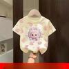 Children's Short-sleeve T-shirt, Summer Girls' Casual Versatile Pure Cotton Top, Cartoon Crew Neck Children's Wear