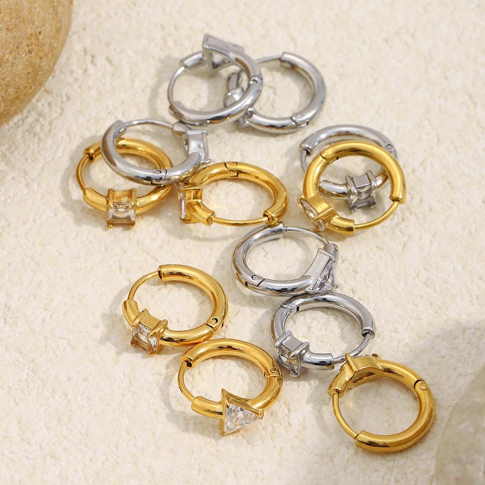 MamacitaSlay 316l Stainless Steel Zircon Hoop Earring 18K Gold Plated Waterproof Minimalist Jewelry for Women 2026 Trend Gift