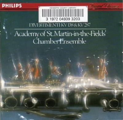 CD MOZART; AMF CHAMBER ORCHESTRA - Divertimenti, KV 138 & KV 287 4127402 Philips Classic 1985 Germany Classical Used