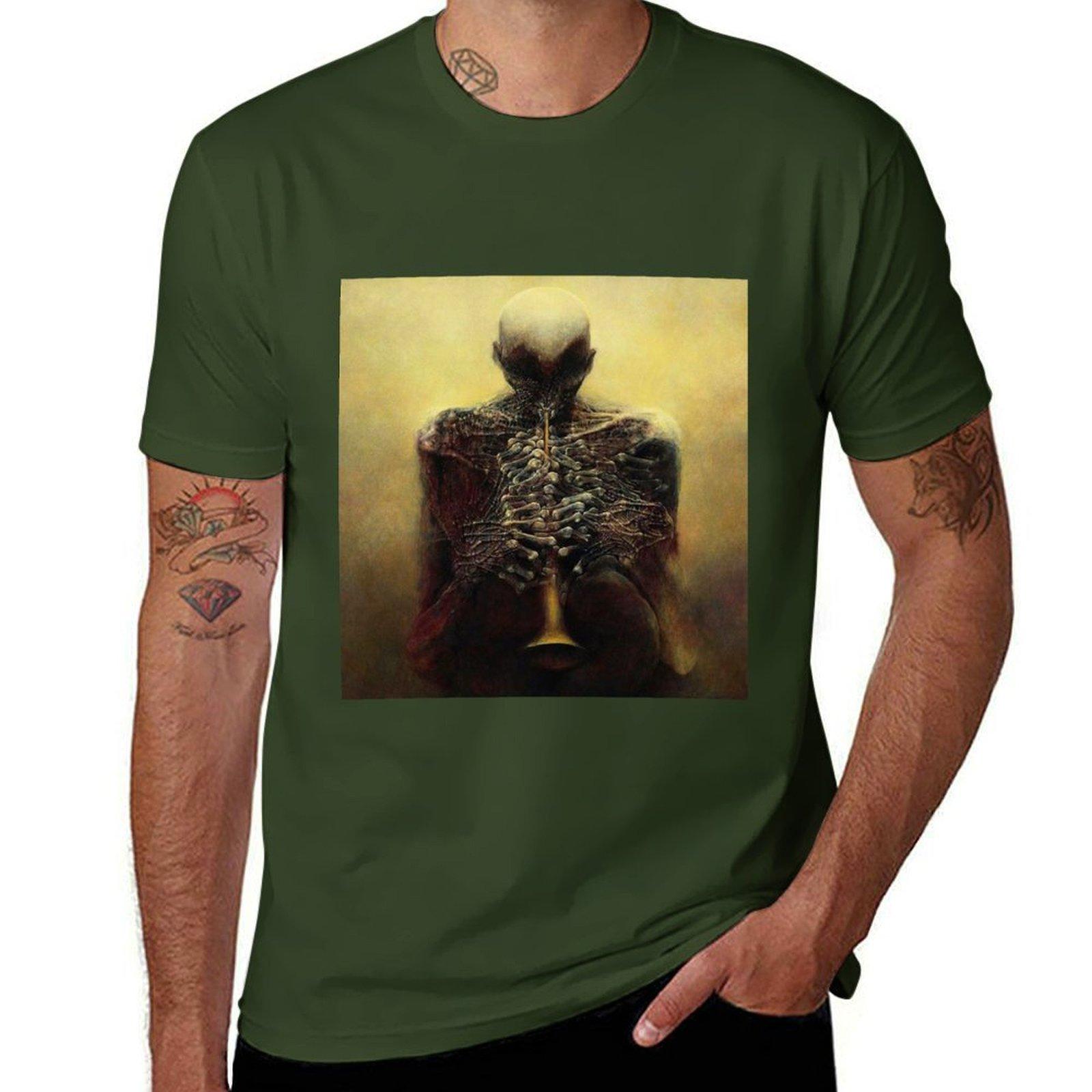 

Zdzisaw Beksinski art T-Shirt anime clothes heavyweights summer tops T-shirt men L