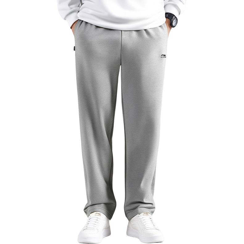 Li Ning Minimalist Fashion Versatile Commute Fleece Lined Straight Fit Elastic Cuff Casual Mid Rise Comfortable AKLVD11-1