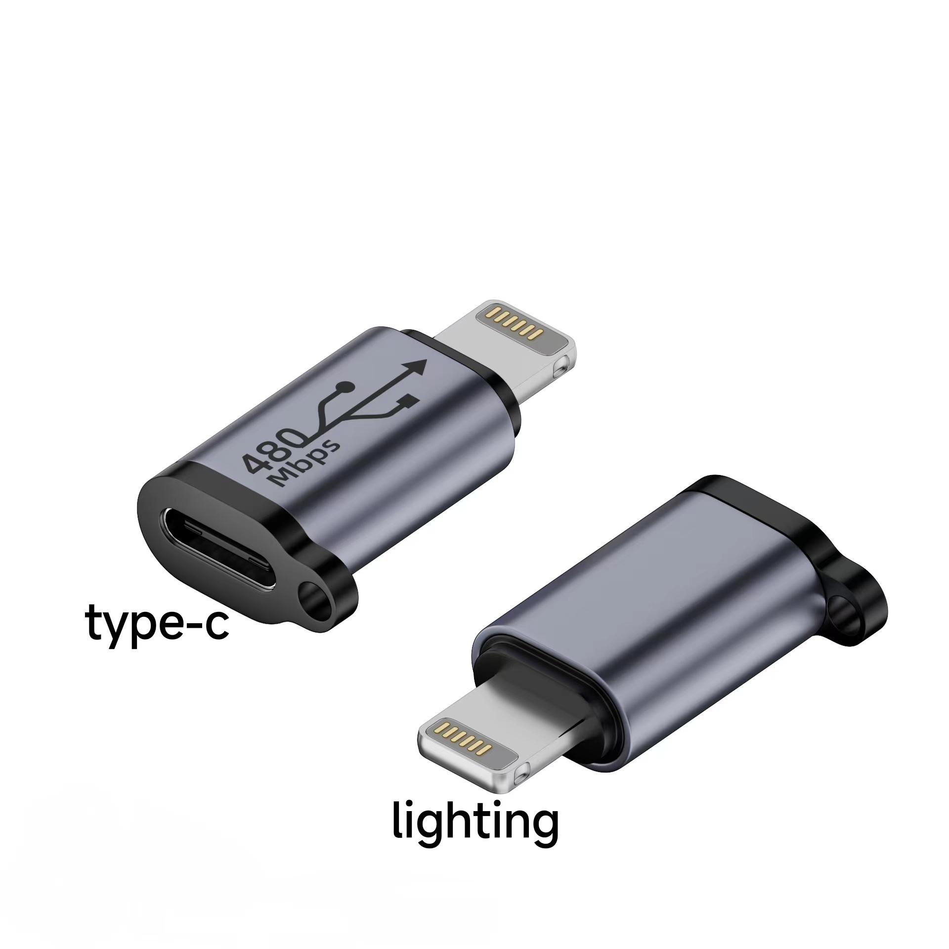 

Адаптер заряджання передачі даних Android Phone Switch To Type-C Lighting сумісний для Cellphone Adapter USB C Micro USB Plugs Transfer Converte lighting male to type-c сірий