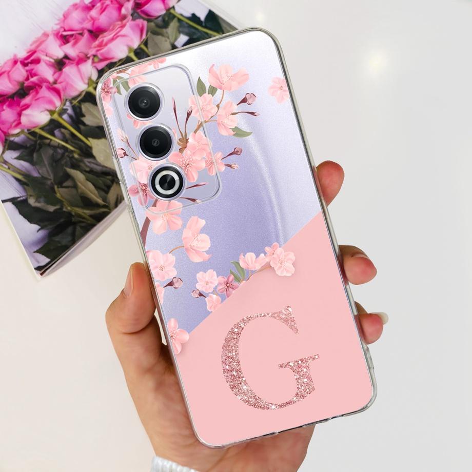 Initials Letter Pattern For Oppo A80 5G OppoA80 A 80 Bumper Case Soft TPU Coque Cover Capas Silicone Clear Funda CPH2639 Capas