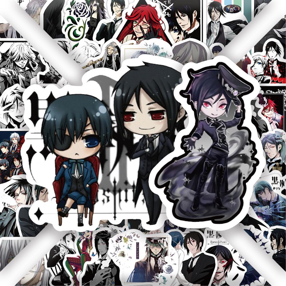 50Pcs Black Butler Anime Stickers Cartoon Decals For Diy Laptop Fridge Phone Skateboard Car - Waterproof Kids Toys