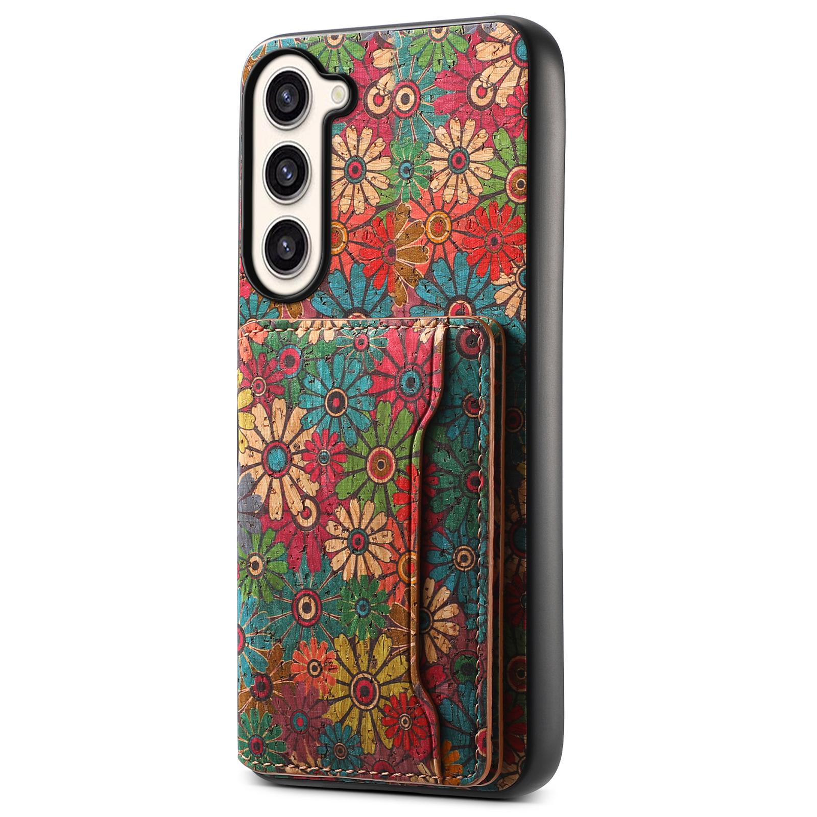 

Чохол для Samsung Galaxy S23+ з квітковим візерунком, слотом для карток, підставкою, гібридна телефонна накладка Spring/Green