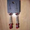 Gothic Bleeding Heart Earrings, Silver Dangle, Red Heart Drop, Alternative Statement Earrings