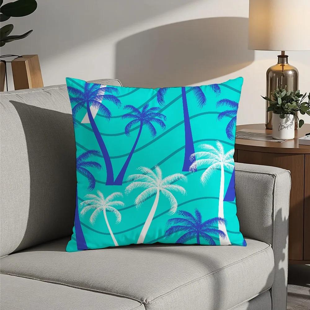 Single Side Printed Cushion Cover Palm Tree Flower Pillowcase Home Gift