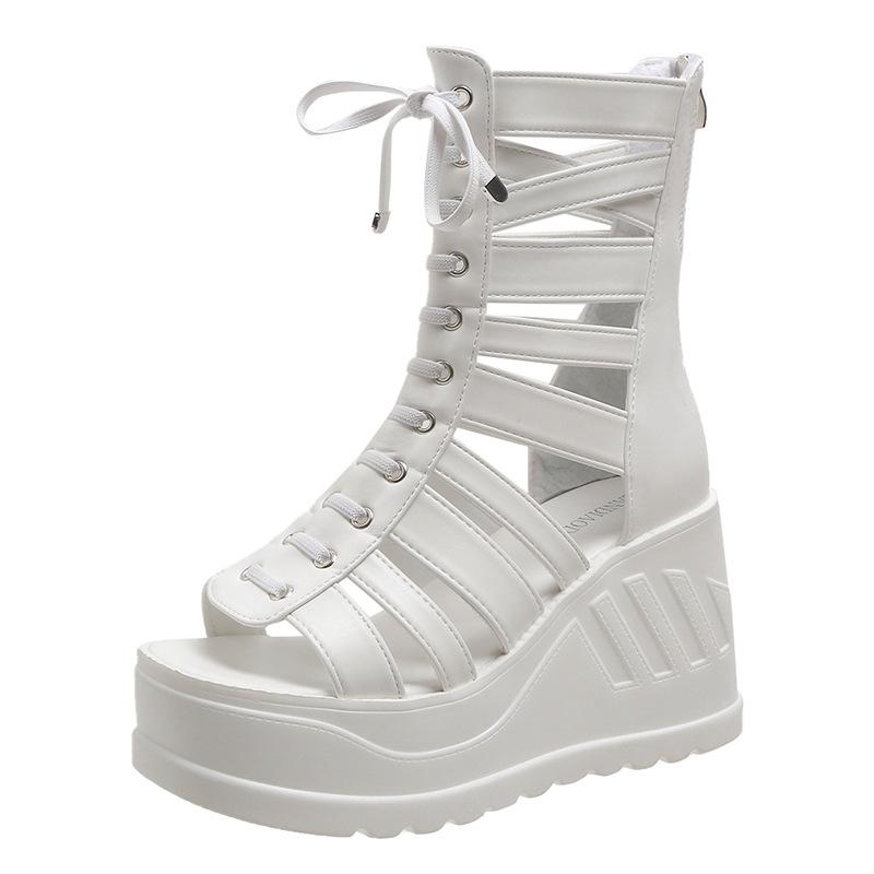 Fashion Women Wedges Sandals High Heels Gothic Punk Summer Platform Shoes Woman Comfort Strappy Zip Buckle Fashion Casual Women Boots