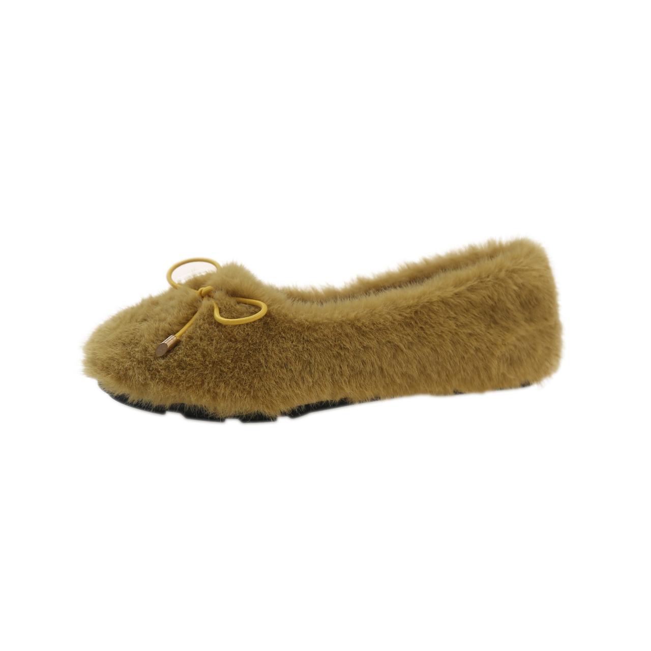 

Модные зимние новые плюшевые балетки Модные с круглым носком с мелким вырезом с бантом Мягкая подошва Нескользящие Износостойкие С низким верхом Хлопковые туфли 40 жёлтый