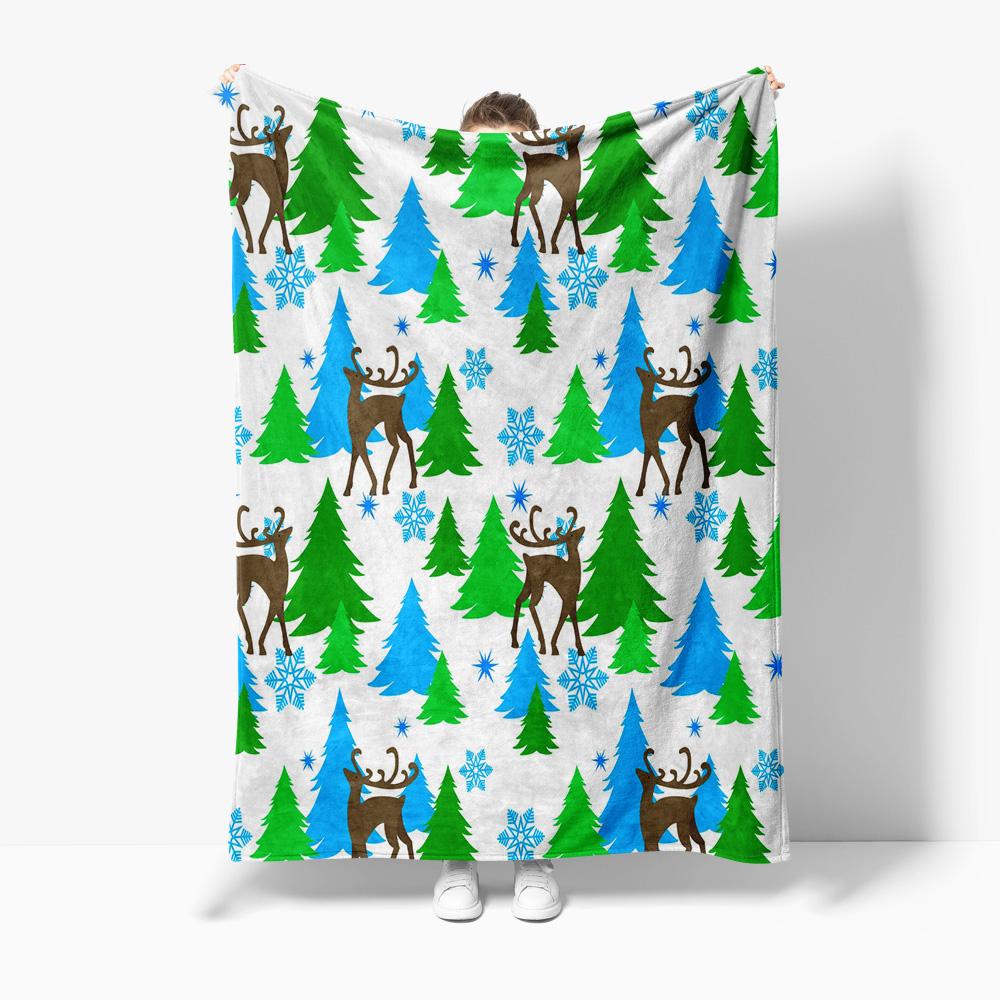 Cozy Deer Throw Blanket Forest Animal Winter Warm Bedspread Sofa Cover Home Decor Gift Holiday Festive Decor