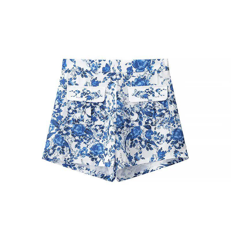Spring 2025 Women's Ethnic Print Shirt & Shorts Set - European & American Style