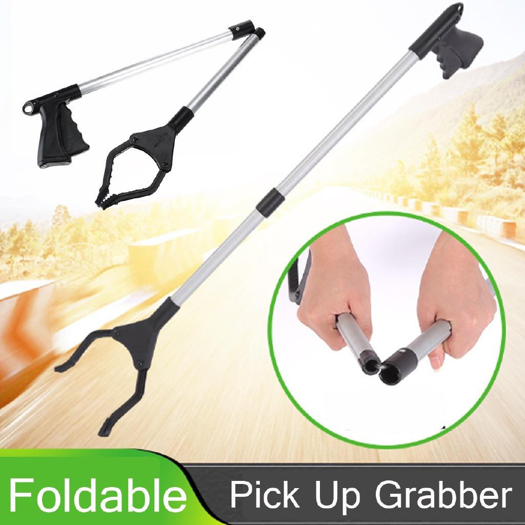 Garbage Clip Pickup Device Sanitation Tools Clamp Suction Cup Claw Hand Plier Black+Silver Foldable Rubbish Pickup Pick Up Grabber
