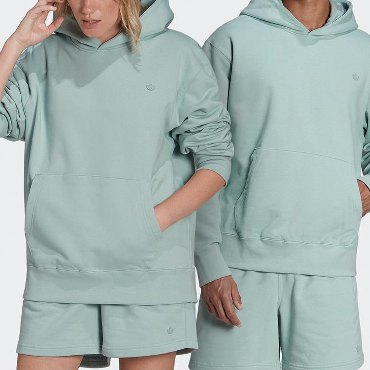 Adidas Originals Trefoil Embroidered Solid Color Hoodie Men Hoodie Green HF6378