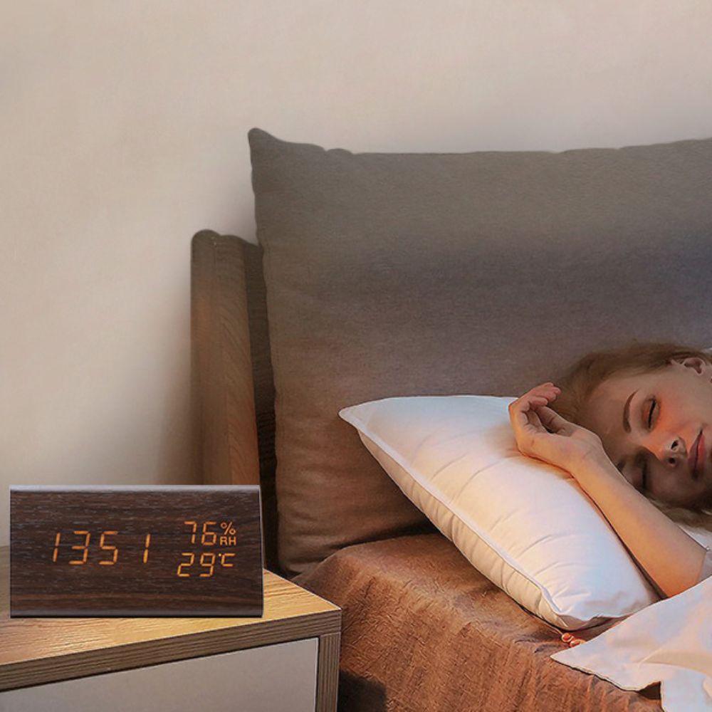 Adjustable Brightness Wooden LED Alarm Clock Electronic Alarm Clock  Living Room Decor