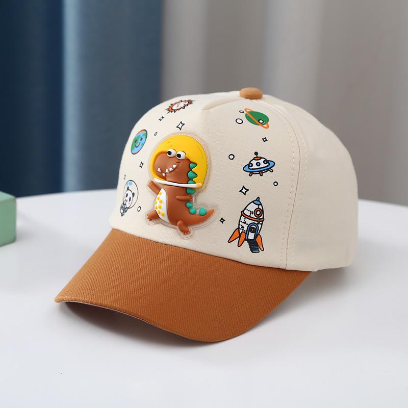 JYL TS DIY Динозавр Детская Кепка Color Block Бейсболка Хлопок khaki_52-54CM рубиновый