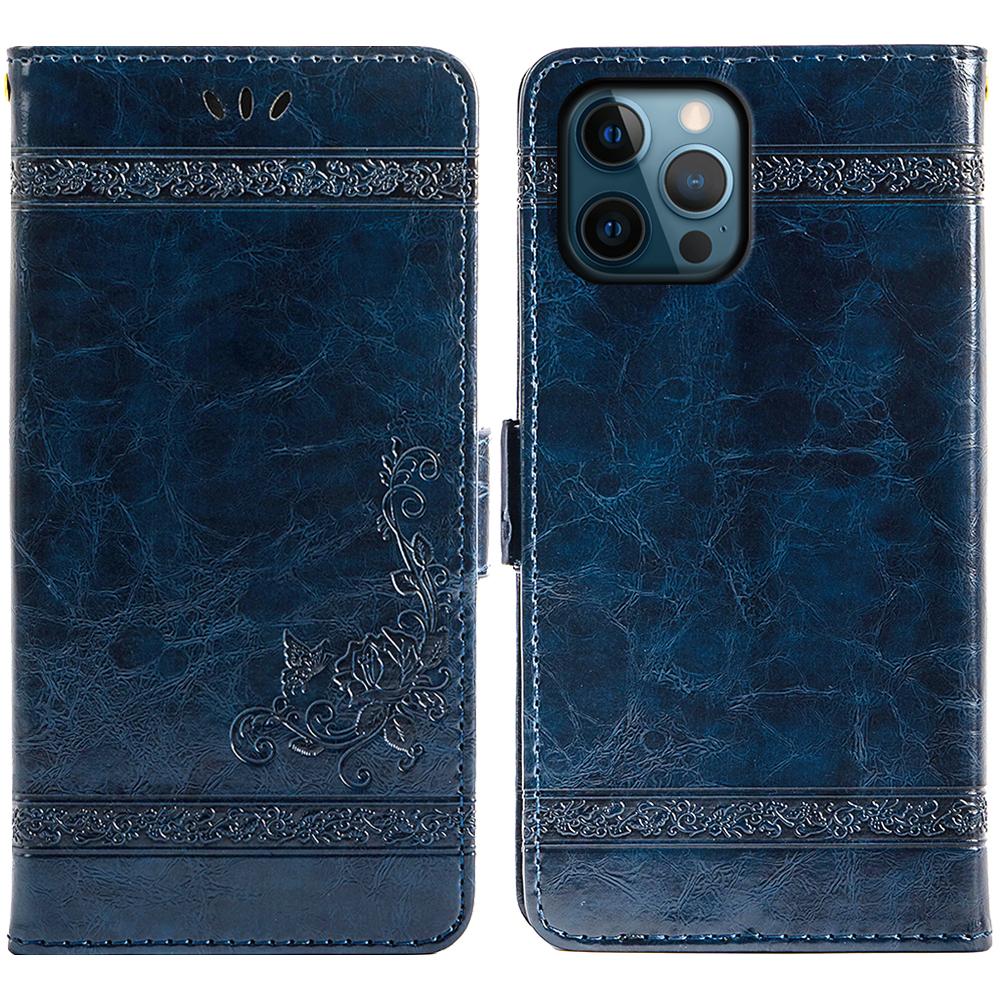 For iPhone 16 Pro Max Leather Case Flower Imprint Wallet Phone Cover with Side Buckle