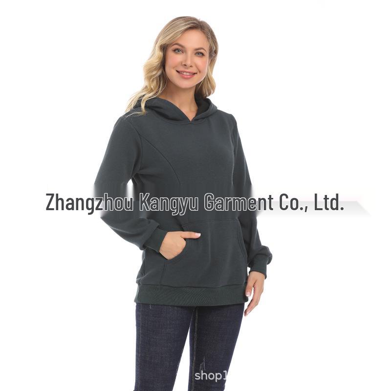 

Зимняя мода для беременных: Трендовый свитшот для кормящих мам на флисовой подкладке, омолаживающая однотонная верхняя одежда Extra Large