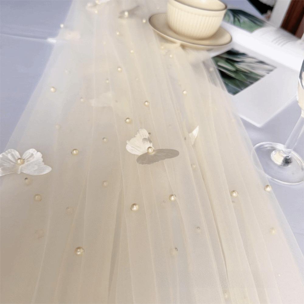 Semi-Transparent Tulle Table Runner Romantic Sheer Table Cover For Table Decoration