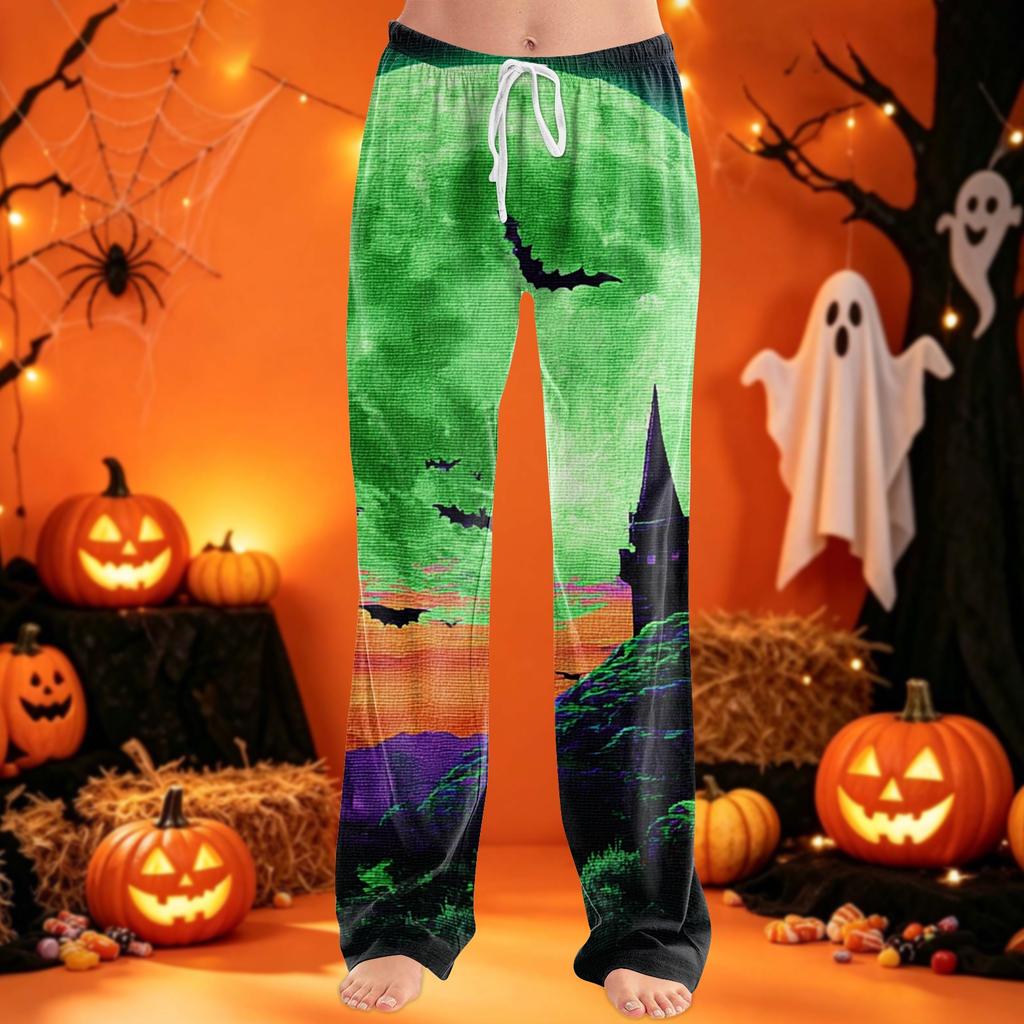 Women's Pajama Pants with Drawstring Halloween Print Relaxed Fit for Casual