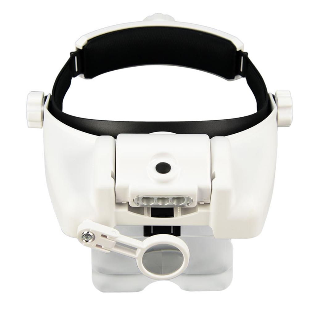 1X-14X 6 Interchangeable Lens Optivisor Headband Lighted Magnifier Head Magnifying Glass with Light Magnifier Eyewear Loupes