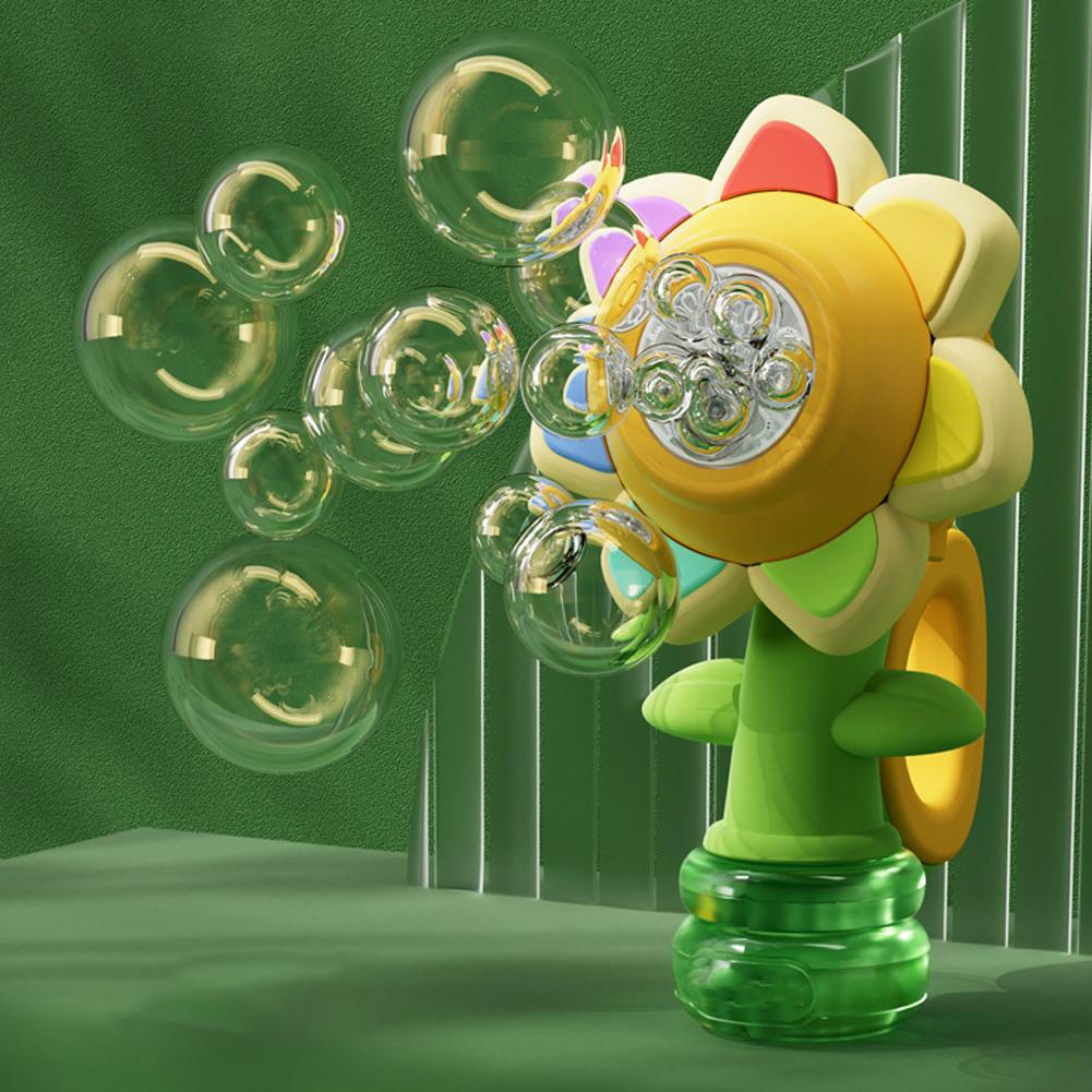 Toy Electric Automatic Sunflower Shaking Head Adjustment Light Dancing One Key Bubble Maker Toy For Kids E0F9
