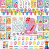 BenLouis 168Pcs Candyland Party Favors Ice Cream Donut Coloring Book Crayon Stickers Set Bulk for Kids Cupcake Lollipop Sweet Treats Birthday Gift