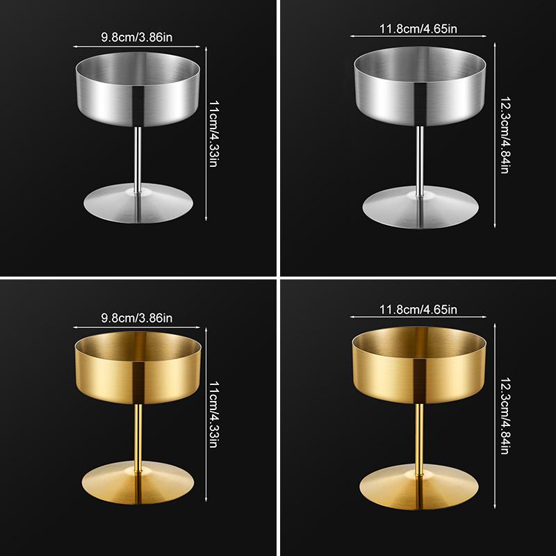 1Pc High Footed Easy To Clean Pudding Cafe Dessert Cup Hotel Stainless Steel Fruit Ice Cream Bowl