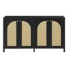 Sideboard with 4 Rattan Doors, Modern Buffet Cabinet Multipurpose Cabinet with Ample Storage Space, Adjustable Shelf, Side Cabinet for Living Room/dining Room