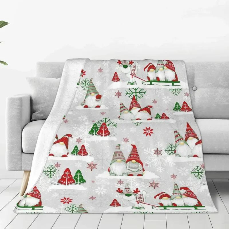Merry Christmas Gnomes Knitted Blanket Nordic New Year Wool Throw Blankets Warm Bed Fleece Fluffy Soft Blankets for Winter