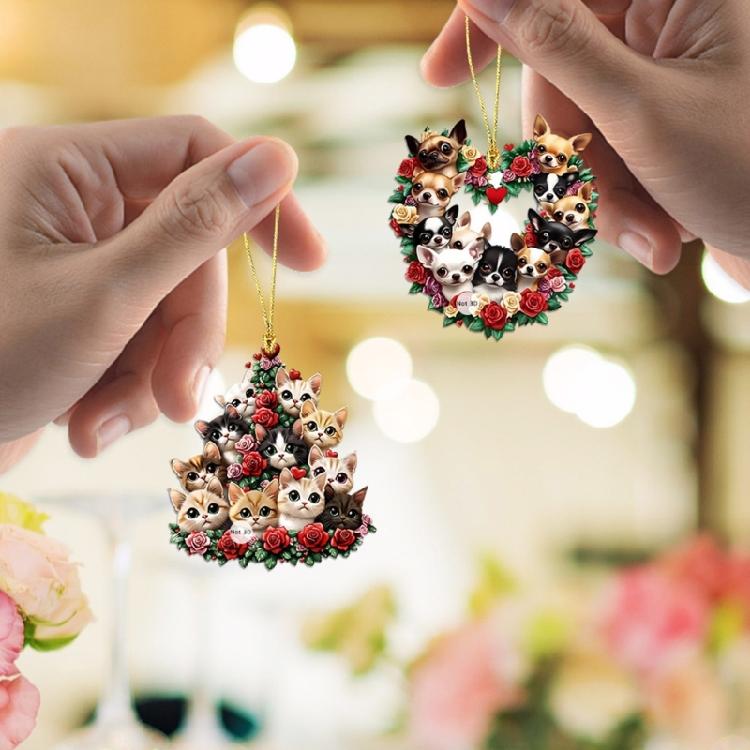 Multipurpose Valentines Special Cats and Dog Acrylic Ornament Accessory for Pet Lovers and Unique Decoration Seekers