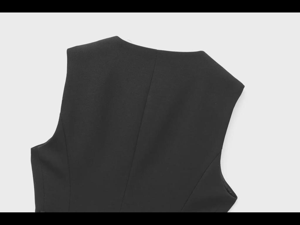 Women's French Commuter Sleeveless Belted Vest - Style 9300525