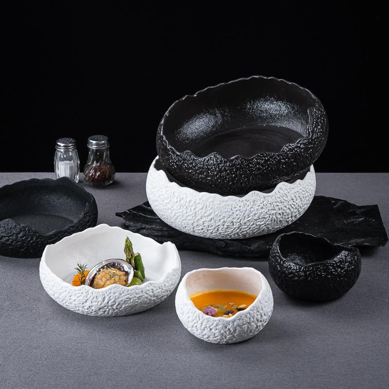 Ceramic Plate Creative Rock Pattern Alien Fruit Salad Plate El Restaurant Deep Plate Premium Dessert Bowl Ceramic Tableware