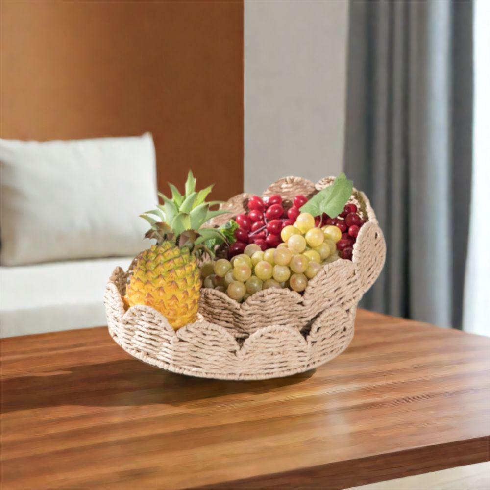 Cesta de Almacenamiento Decorativa en Forma de Abanico Cesta de Almacenamiento Multiusos Hecha a Mano Decoración de Dormitorio