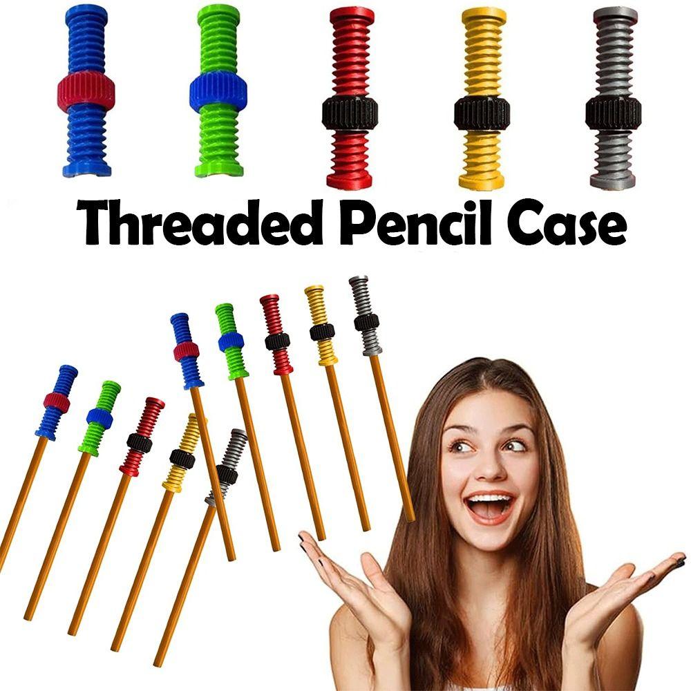Stress Relief Threaded Pencil Case Relieve Anxiety Rotating Pen Cap  for School Office Home
