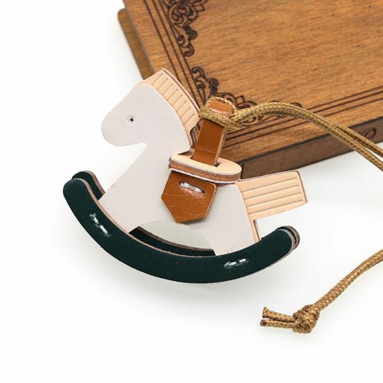 Nyckelring Hänge Hästform Flätat Rep Justerbar Längd Nyckelring med Imitationsläder Metallkrokar Dekorativ Presenttillbehör